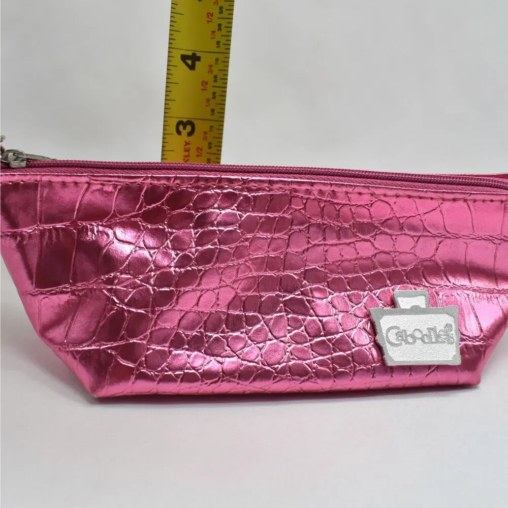 Y2K Caboodles Pink Metallic Alligator Embossed Mini Make Up Bag Barbie Coquette
